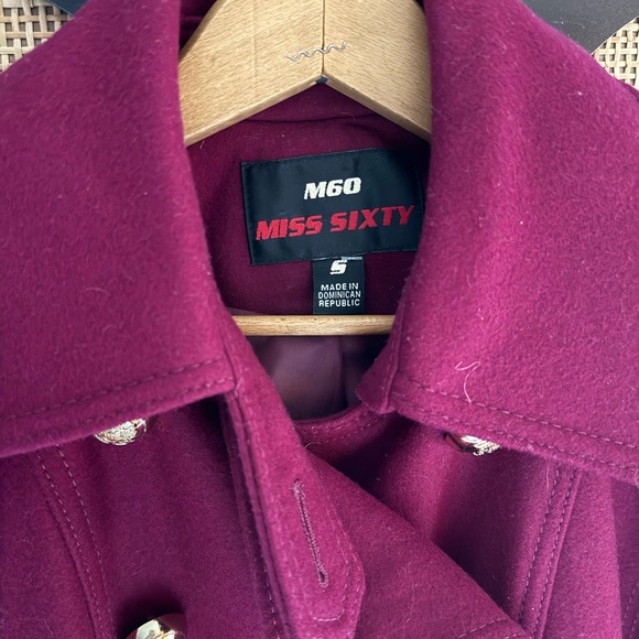 Miss Sixty Maroon Coat with Gold Accents - Picture 3 of 3